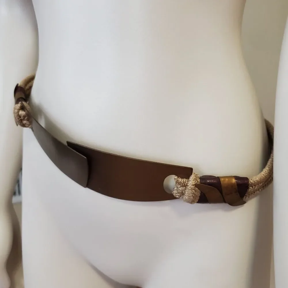 Artist Handmade Belt Brass Leather Braided 29.5